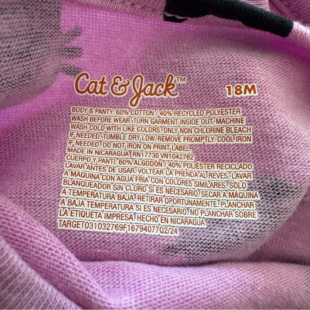 Cat & Jack Girls purple cat print short sleeve dress